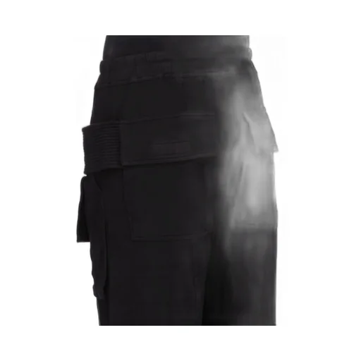 Drkshdw Concordians Wide Creatch Cargo Drawstring In Black Double Brushed Jersey