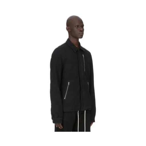 Drkshdw Concordians Concealed Zipfront Jkt In Black Brushed Cotton