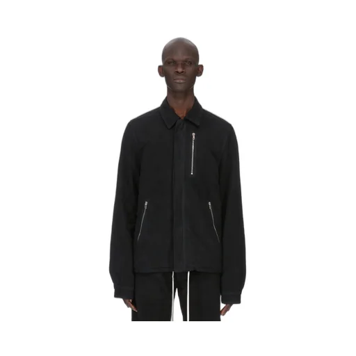 Drkshdw Concordians Concealed Zipfront Jkt In Black Brushed Cotton