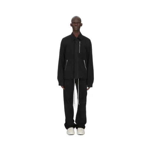 Drkshdw Concordians Concealed Zipfront Jkt In Black Brushed Cotton