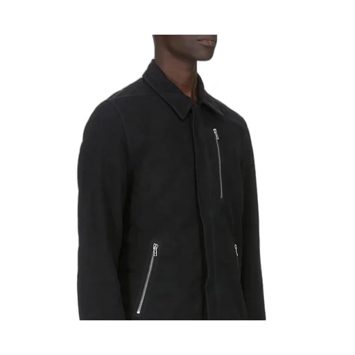 Drkshdw Concordians Concealed Zipfront Jkt In Black Brushed Cotton