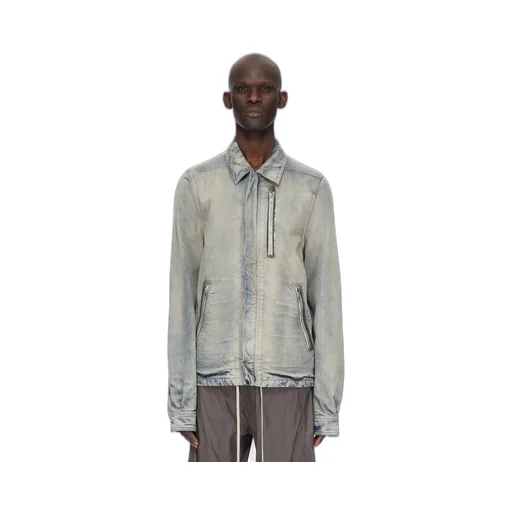Drkshdw Concordians Concealed Zipfront Jkt In 13Oz Mineral Pearl Denim