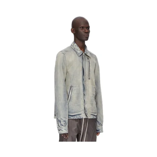 Drkshdw Concordians Concealed Zipfront Jkt In 13Oz Mineral Pearl Denim