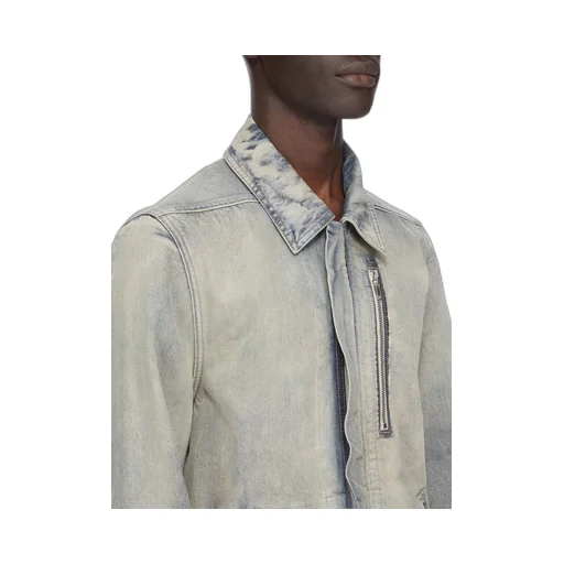 Drkshdw Concordians Concealed Zipfront Jkt In 13Oz Mineral Pearl Denim