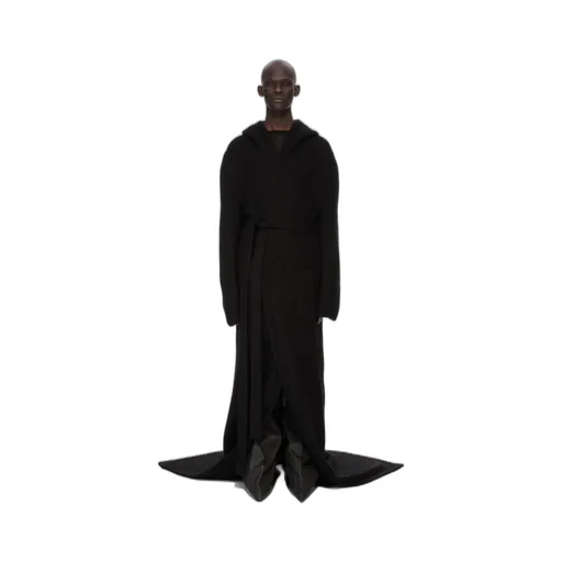 Rick Owens Temple Totalkoster Sl Hooded Knit In Black Lightweight Cashmere Knit