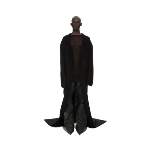 Rick Owens Temple Totalkoster Sl Hooded Knit In Black Lightweight Cashmere Knit
