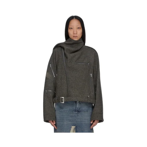 Rick Owens Concordians Runway Cropped Scarf Flight In Bosco Rugged Wool