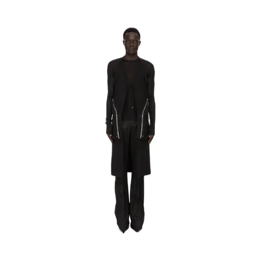 Rick Owens Temple Fringed Shorts In Black Veg Nappa Lamb