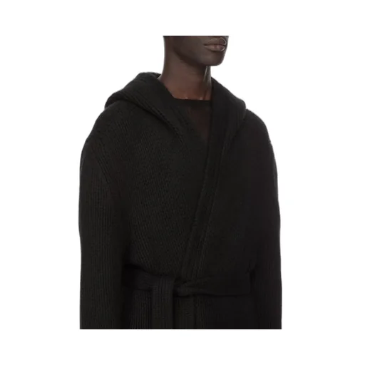Rick Owens Temple Totalkoster Sl Hooded Knit In Black Lightweight Cashmere Knit