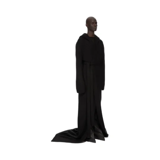 Rick Owens Temple Totalkoster Sl Hooded Knit In Black Lightweight Cashmere Knit