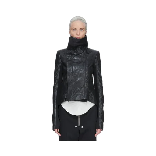 Rick Owens Temple Naska Biker In Black Tumbled Lamb