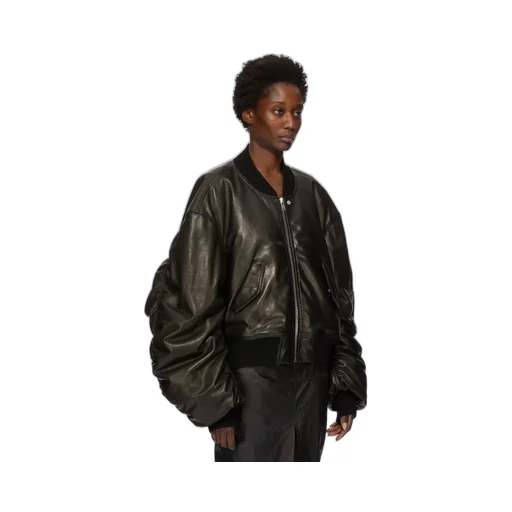 Rick Owens Concordians Runway Cal Bomber In Black Veg Nappa Lamb