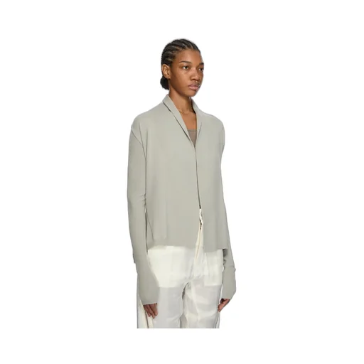 Rick Owens Temple Naska Cardigan In Pearl Lightweight Rasato Knit