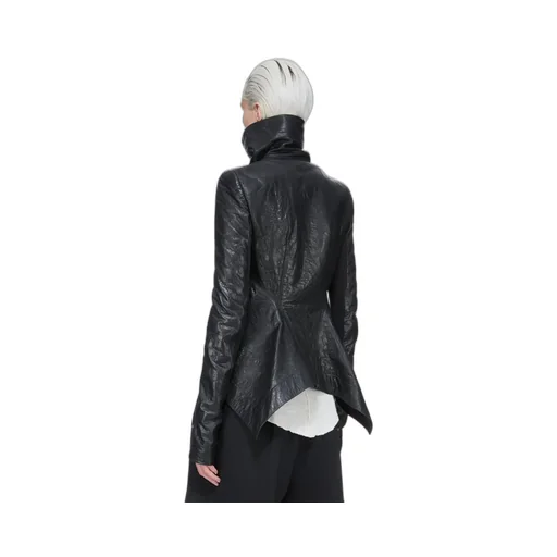 Rick Owens Temple Naska Biker In Black Tumbled Lamb