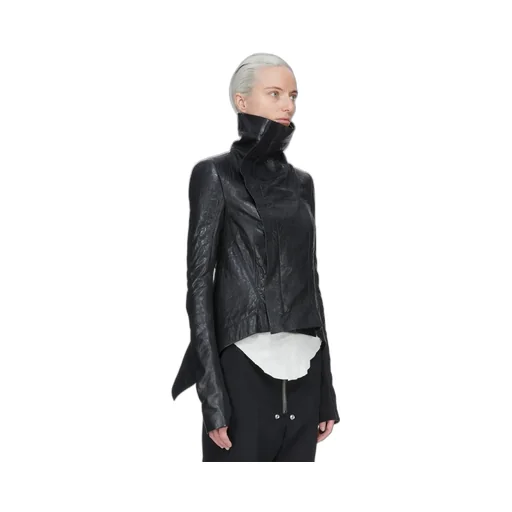 Rick Owens Temple Naska Biker In Black Tumbled Lamb