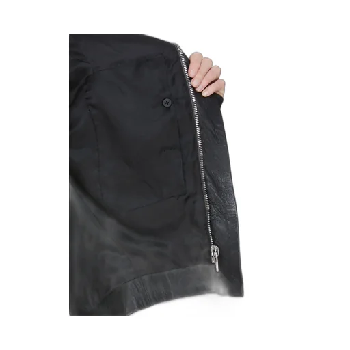 Rick Owens Temple Naska Biker In Black Tumbled Lamb