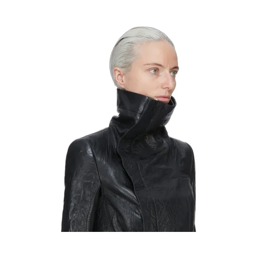 Rick Owens Temple Naska Biker In Black Tumbled Lamb