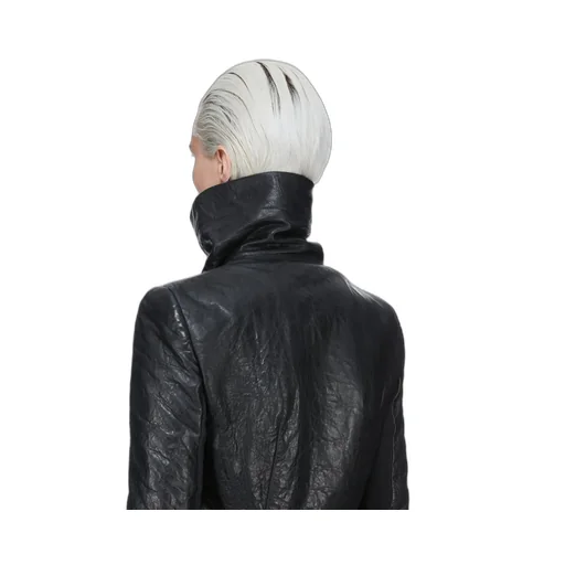Rick Owens Temple Naska Biker In Black Tumbled Lamb