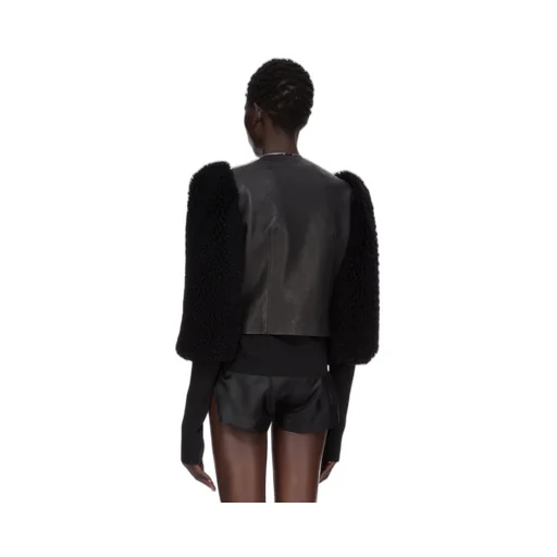 Rick Owens Concordians Cropped Klaus In Black Curly Shearling And Waxy Goat Leather