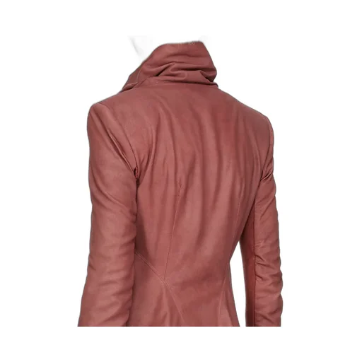 Rick Owens Concordians Zipfront Naska Biker In Rosewood Blister Lamb Leather