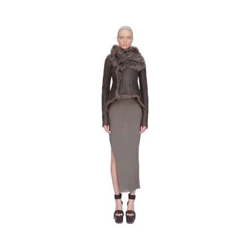 Rick Owens Concordians Naska Biker In Darkdust Toscana Shearling