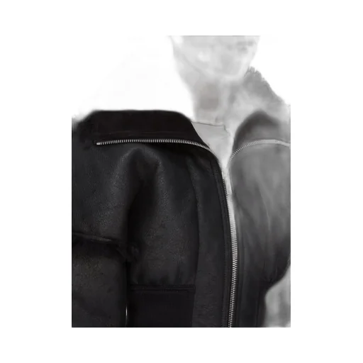Rick Owens Concordians Flight Jkt Cropped In Black Curly Shearling