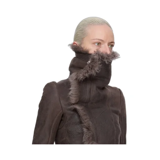 Rick Owens Concordians Naska Biker In Darkdust Toscana Shearling