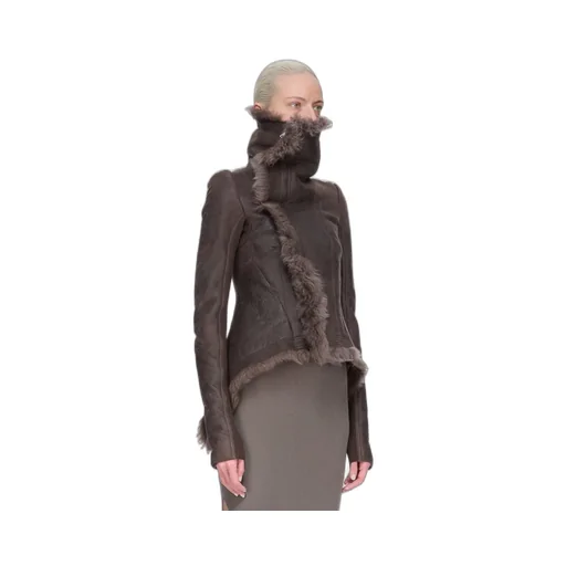 Rick Owens Concordians Naska Biker In Darkdust Toscana Shearling