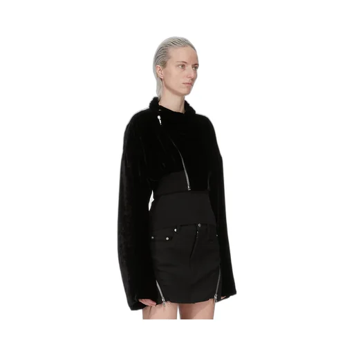 Rick Owens Concordians Hollywood Cropped Flight In Black Velvet
