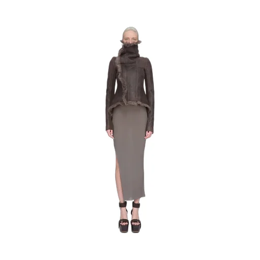 Rick Owens Concordians Naska Biker In Darkdust Toscana Shearling