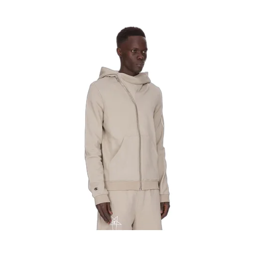 Champion X Rick Owens Mountain Hoodie In Pearl Compact Felpa Jersey