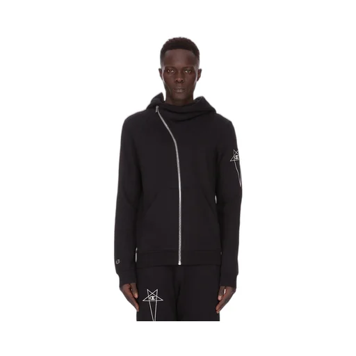 Champion X Rick Owens Mountain Hoodie In Black Compact Felpa Jersey