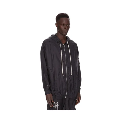 Champion X Rick Owens Jumbo Jason's Hoodie In Black Light Nylon
