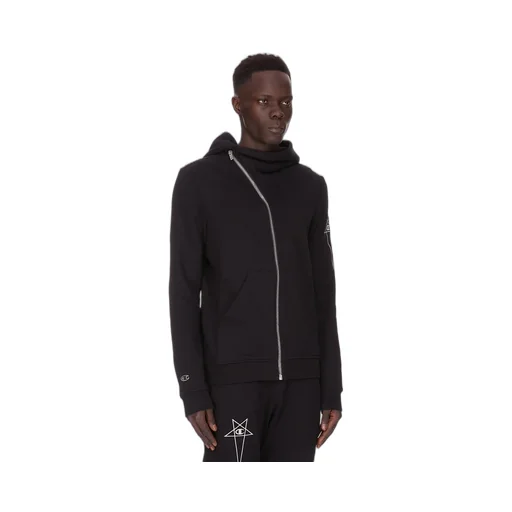 Champion X Rick Owens Mountain Hoodie In Black Compact Felpa Jersey