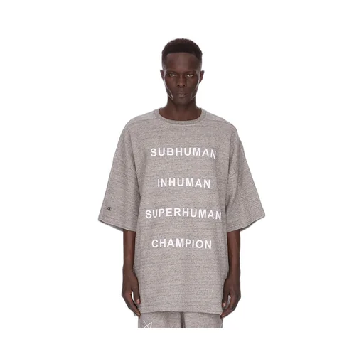 Champion X Rick Owens Tommy T In Grey Melange Melange Felpa Jersey