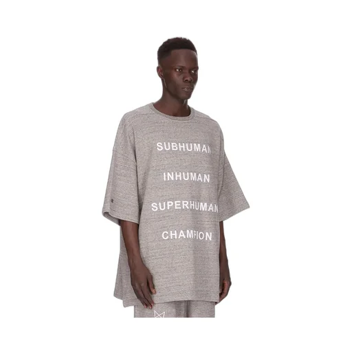 Champion X Rick Owens Tommy T In Grey Melange Melange Felpa Jersey