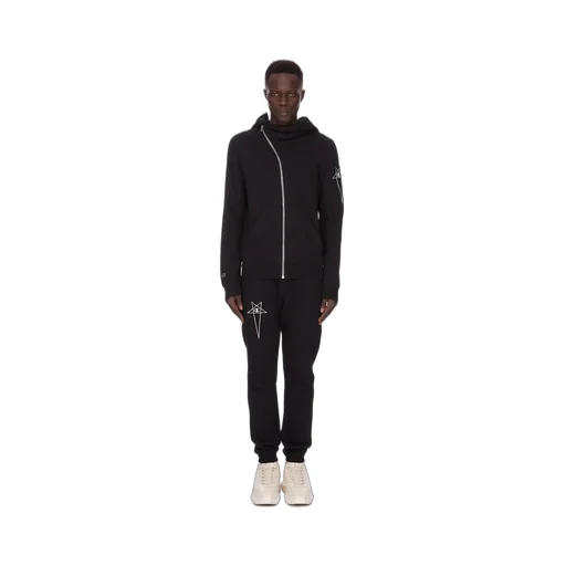 Champion X Rick Owens Mountain Hoodie In Black Compact Felpa Jersey