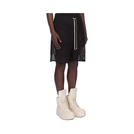 Champion X Rick Owens Shorts In Black Open Mesh Jersey