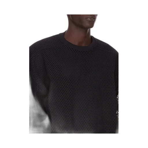 Champion X Rick Owens Tommy T Cropped In Black Open Mesh Jersey