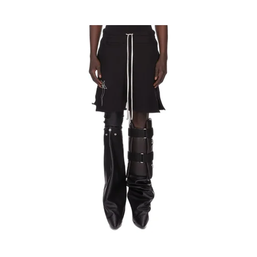Champion X Rick Owens Shorts In Black Compact Felpa Jersey
