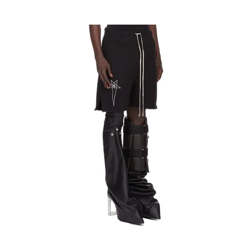 Champion X Rick Owens Shorts In Black Compact Felpa Jersey