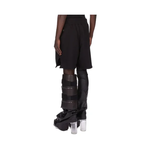 Champion X Rick Owens Shorts In Black Compact Felpa Jersey