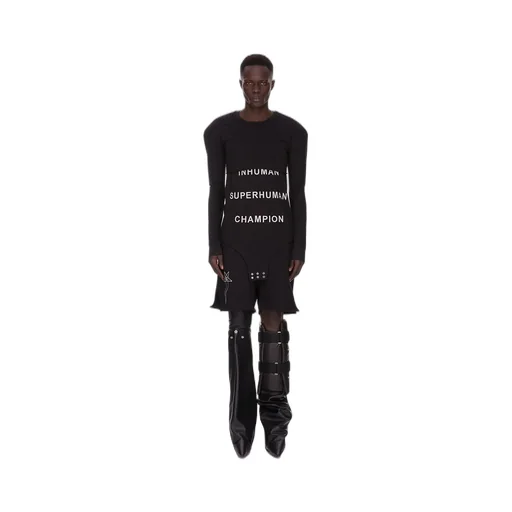 Champion X Rick Owens Shorts In Black Compact Felpa Jersey