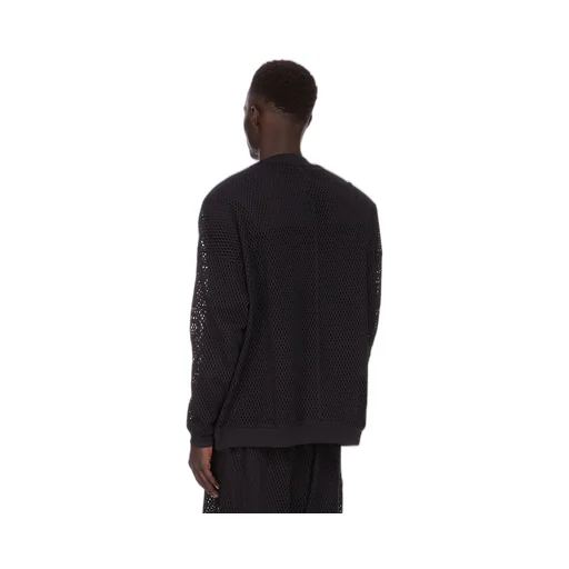 Champion X Rick Owens Jumbo Sweat In Black Open Mesh Jersey