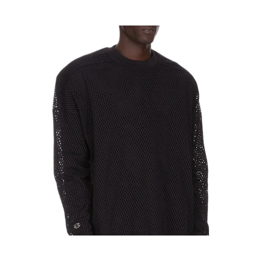 Champion X Rick Owens Jumbo Sweat In Black Open Mesh Jersey