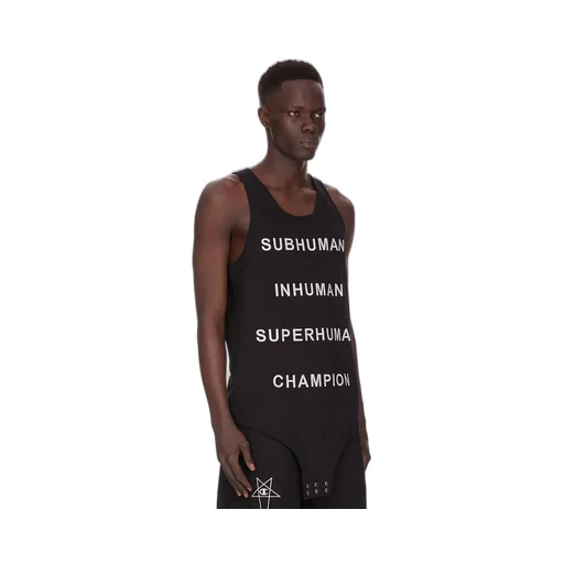 Champion X Rick Owens Basketball Tank In Black Cotton Jersey