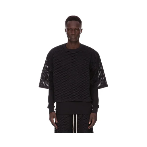 Champion X Rick Owens Tommy T Cropped In Black Open Mesh Jersey