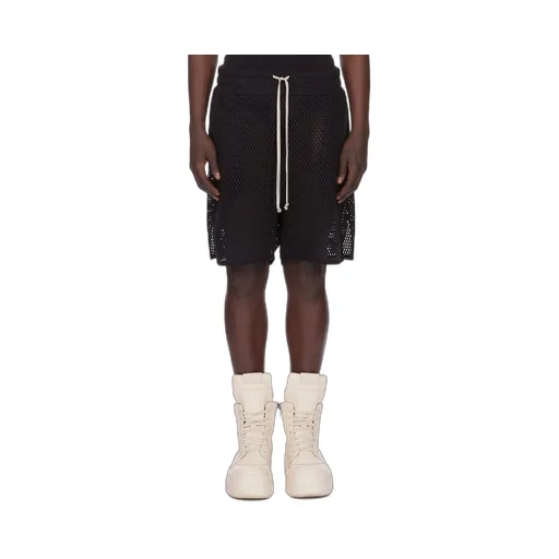 Champion X Rick Owens Shorts In Black Open Mesh Jersey