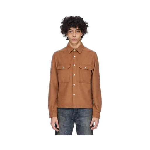Drkshdw Concordians Cropped Outershirt In Rust Brushed Cotton