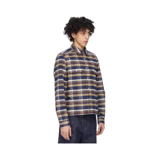 Drkshdw Concordians Cropped Outershirt In Gasoline Plaid Cotton Plaid